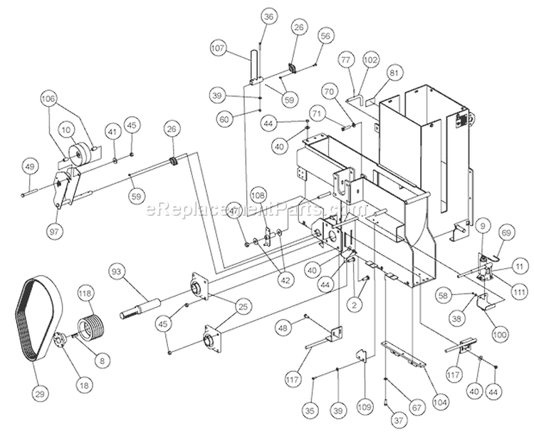 PulleyáAssembly Diagram and Parts List for CH123DH 7812086 Bear Cat Chipper Shredder